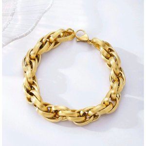 Gold statement bracelet chunky link chain wide cuff large bold metal boho chunky